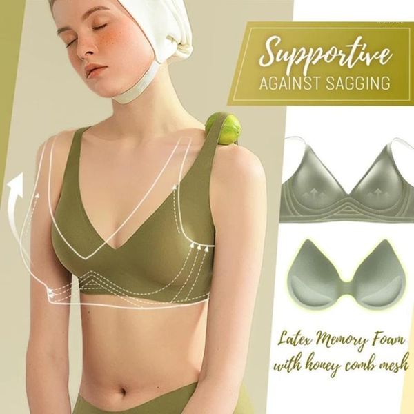 

gym clothing seamless 5d wirememory bra push up padded deep v underwear for women asd881, White;black
