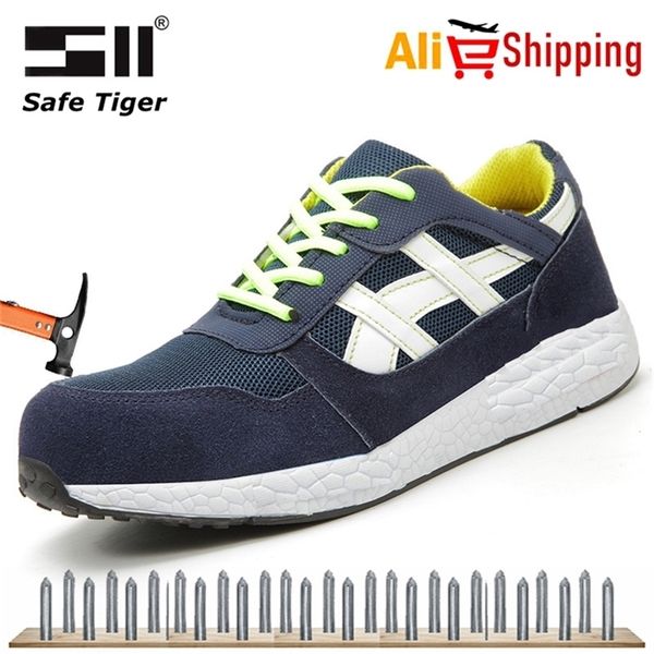 

steel toe construction puncture proof summer men breathable cow suede work shoes protective safety shoe boots y200915, Black;brown
