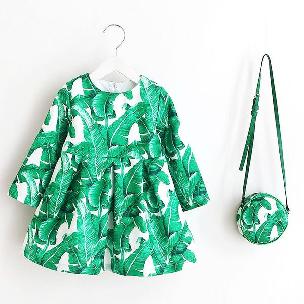

long sleeve dress girl christmas dress 2021 autumn winter floral print toddler girl dresses kids clothes children with bag ing, Red;yellow