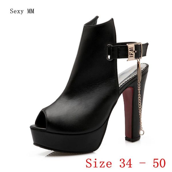 

platform pumps women high heels party gladiator sandals woman high heel shoes plus size 34 - 40 41 42 43 44 45 46 47 48 49 50, Black