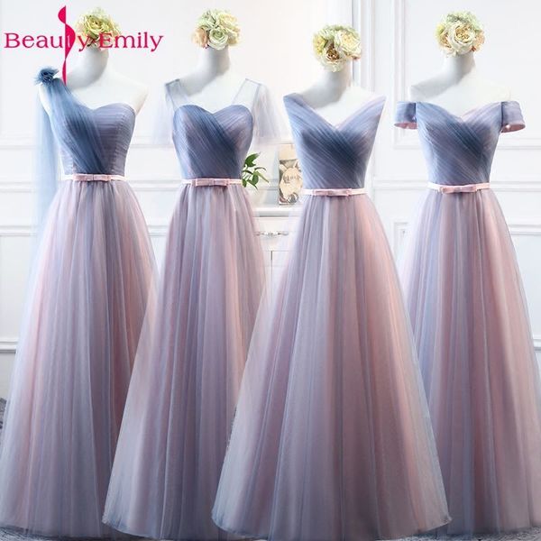 

beauty-emily v neck tulle long bridesmaid dresses for wedding party wedding guest party dress vestido de festa longo y200109, White;black
