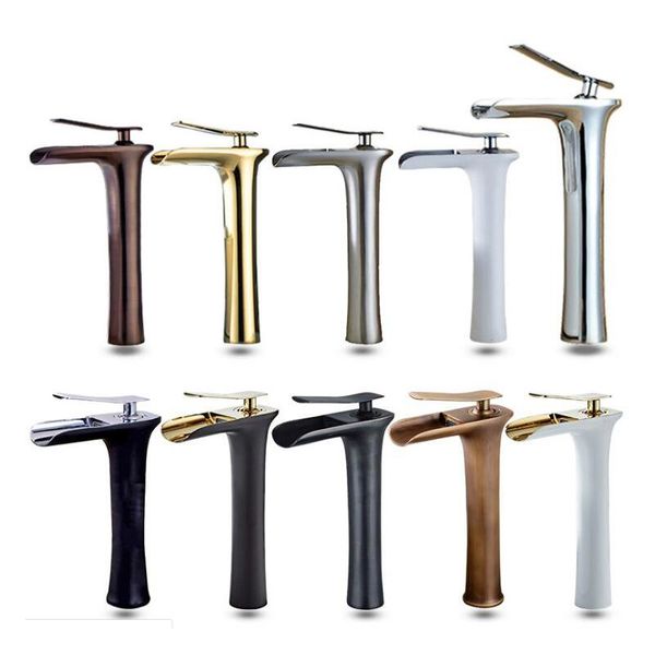 

10 colors brass material deck mounted cold & water of lavatory faucet