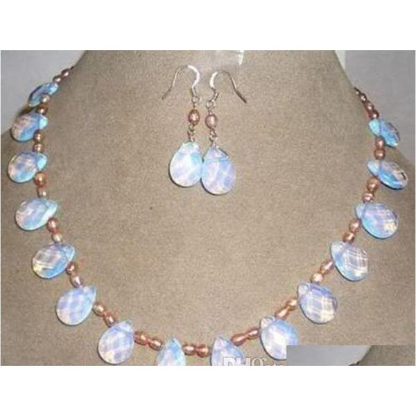 

pink pearl /sri lanka moonstone drops pendant necklace earrings set yd5sm, Black