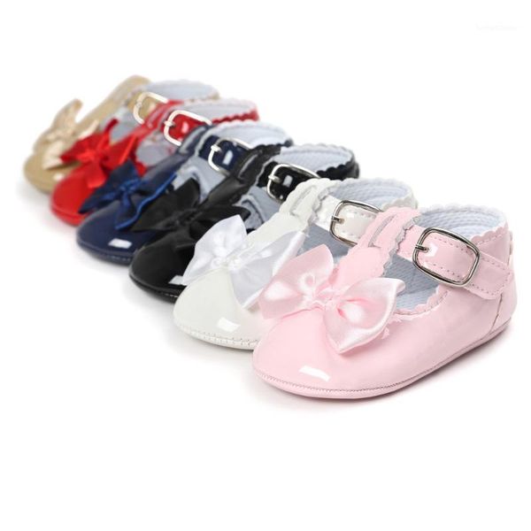 

baby girls leather shoes pu leather bowknot first walkers kids bowknot princess shoes belt decoration soft casual shoe1