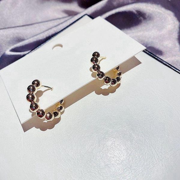 

hoop & huggie migga 2021 gold color metal beaded earrings fashion women party gift jewelry, Golden;silver