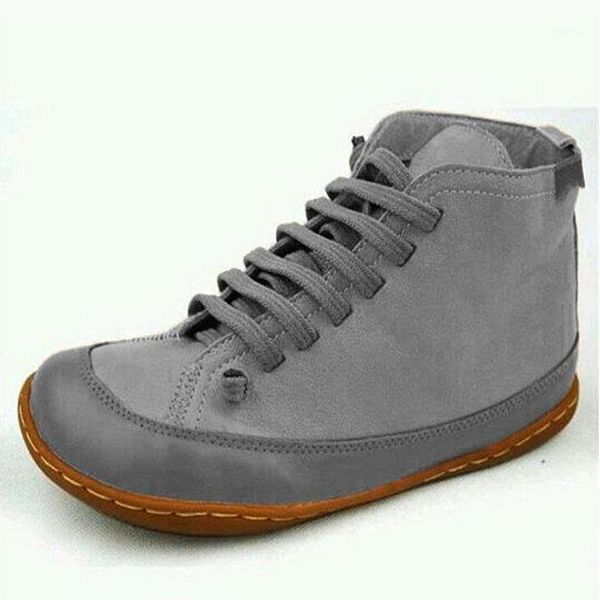 

2020 style autumn winter new round toe ladies ankle boots european/american lace-up warm non-slip flat casual women's shoes1, Black