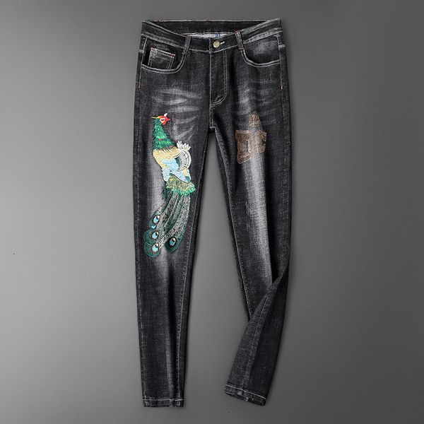 

breem de autumn brim embroidered jean fahion denim brem pants o6o3, Blue