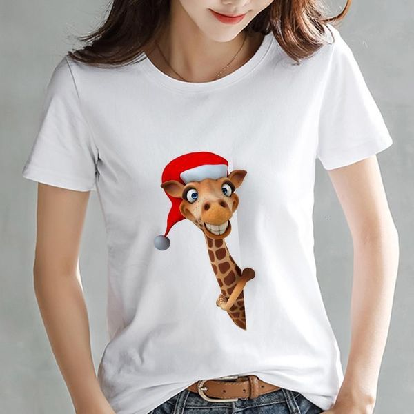 

harajuku woman tshirt cartoon giraffe printed ladies t shirt hip hop women shirts summer streetwear female clothes, White