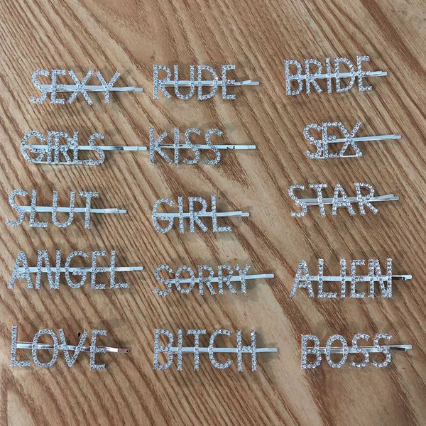 

jewelry letter hairpin alloy rhinestone boss personality korean character clip swimsuit bandage bathing suits pad