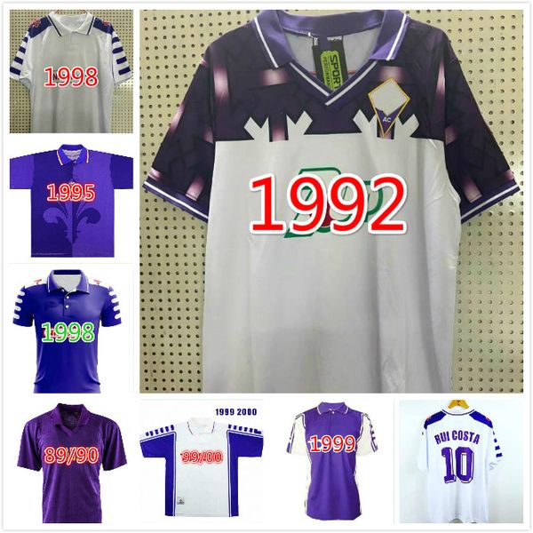 

1995 1998 1999 retro fiorentina soccer jerseys 9 batistuta 10 rui costa custom 89 90 home football shirt camisas de futebol 92 93, Black;yellow