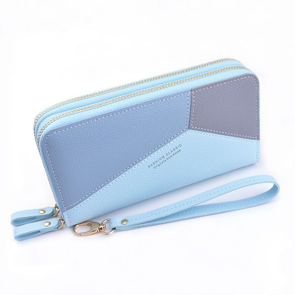 

women big female purse leather brand retro ladies long woman wallets card clutch double zippet