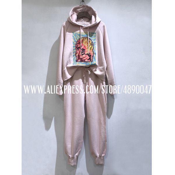 

two-piece women's autumn fleece sweater sportswear hoodie pants casual sports suit casual street pink sports suit lj201012, Gray