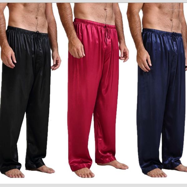 

spring summer mens satin pajamas sleep lounge pants male pajama sleep pants men sleepwear men soft loose bottom s-xl1, Black;brown