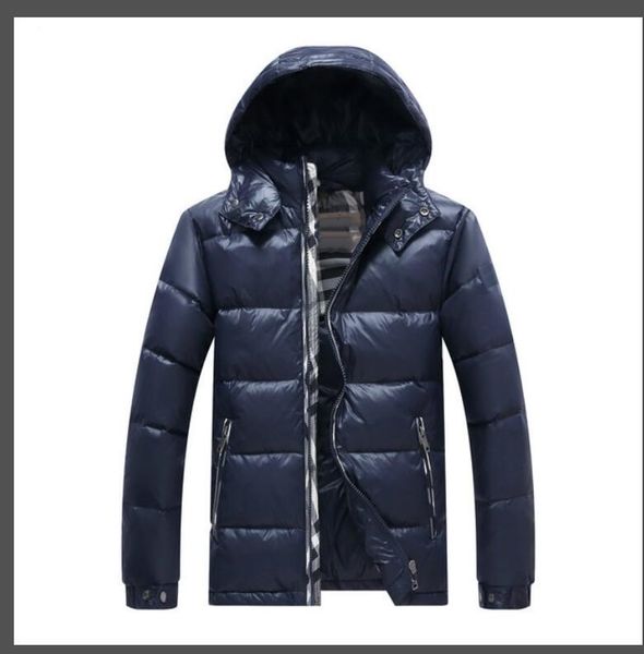 

mens winter jacket coat windbreaker white duck down thick warm hooded parka puffer jacket casual fashion winter down jacket, Black