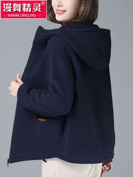 

hooded sweater autumn and winter 2020 new loose korean thickened plush women's short foreign style jacket, Black