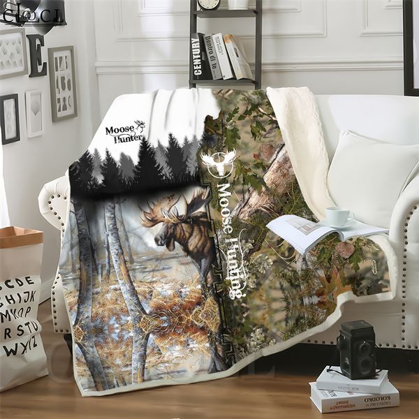 

cloocl animal moose hunting 3d print harajuku air conditioning blanket sofa teens bedding throw blankets plush quilt