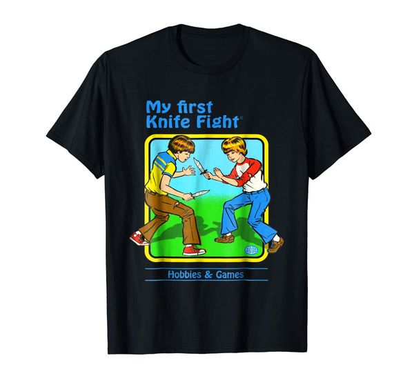 

my first knife fight' funny retro 70s t-shirt 3d men short sleeve male t shirt game shirt tee sport hooded sweatshirt hoodie