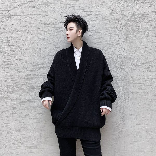 

2021 male sweater autumn new fall shoulder lapel shirt youth wear ehsi, White;black