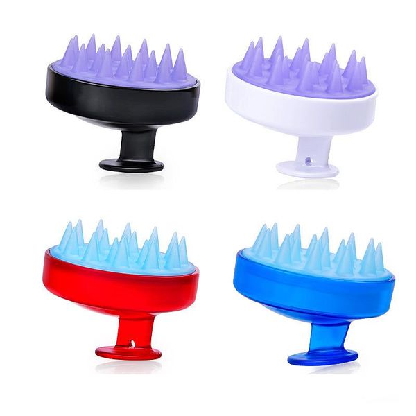 

spa slimming massage brush 1 pc silicone head body shampoo scalp massage brush comb hair washing comb shower bath props, Silver