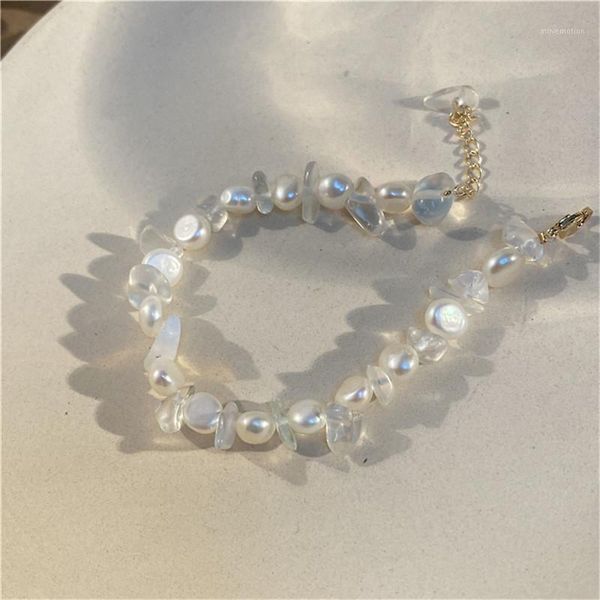

korean moonstone pearl bracelet women female lolita beaded bracelet girl temperament simple jewelry female1, Golden;silver