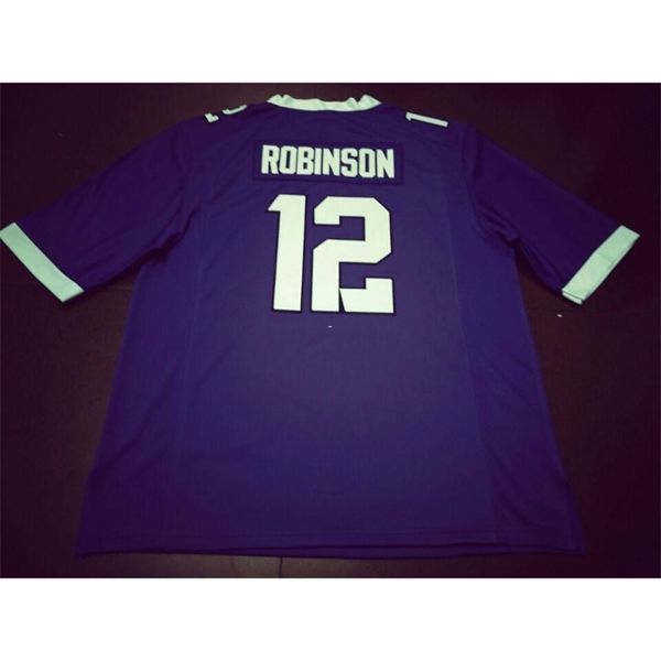 

2604 tcu horned frogs #12 shawn robinson real full embroidery college jersey size s-4xl or custom any name or number jersey, Black
