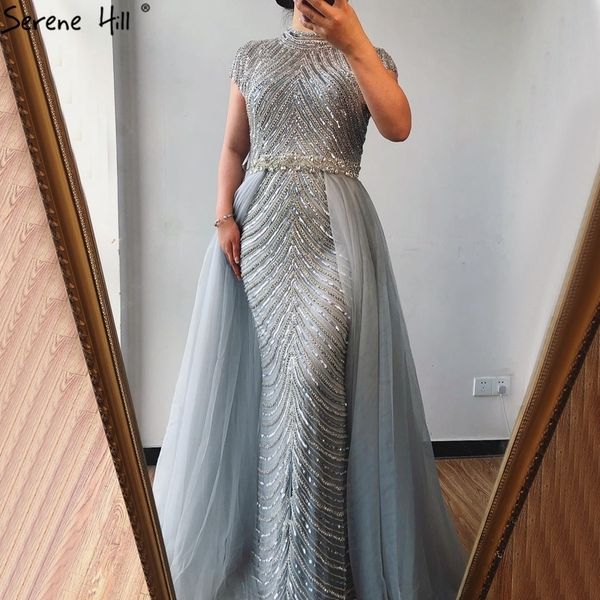 

dubai o-neck cap sleeve beading evening dresses 2020 nude mermaid formal dress serene hill plus size lj201120, White;black