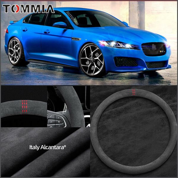 

38cm non-slip black alcantara suede car steering wheel cover for jaguar xf