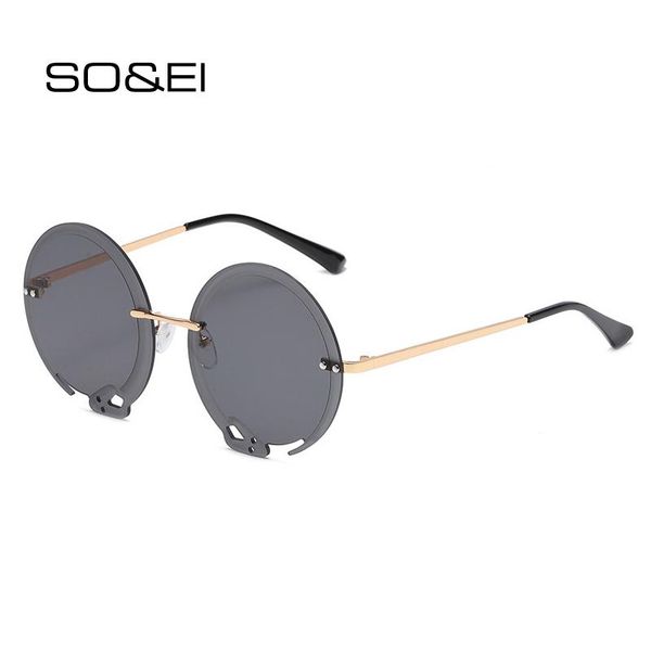 

so&ei fashion oversized round snake surround shape sunglasses women vintage rimless gray red green lens eyewear men sun glasses, White;black