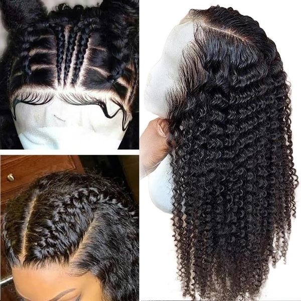 

360 lace frontal wigs 150% density deep wave human wig 360 lace headgea520, Black;brown