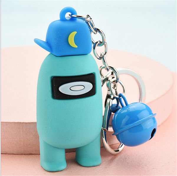 

among us new steam game space werewolf kill role key chain anime cartoon soft glue pendant key ring keychains accessories g10702, Red;brown