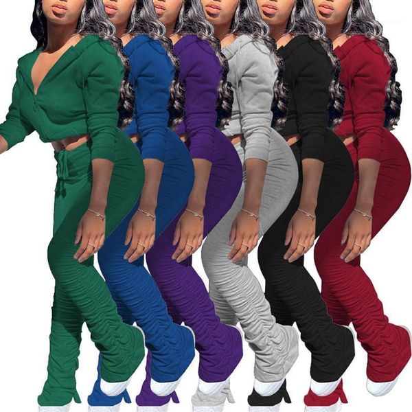 

stacked pants set stacked sweatpants two piece outfits tracksuit women leggings joggers two piece set women sweatsuit1, Gray