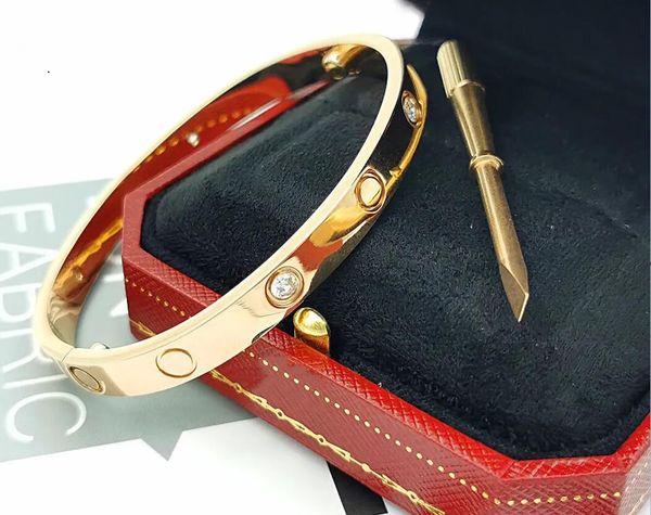 

2020fashion silver ladies rose gold lady screw men screwdriver diamond jewelry womens mens bracelets bangle without box #006, Black