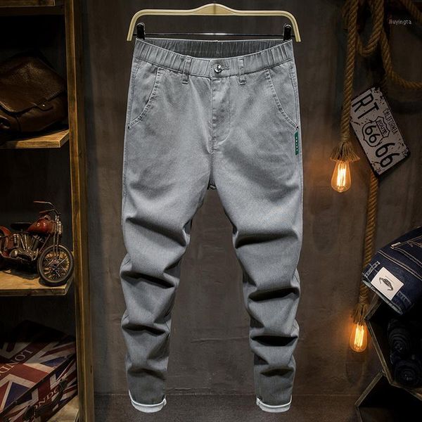 

mens brand slim fit jeans pant casual trousers straight pants denim black jeans stretch pants streetwear grey elasticated waist1, Blue