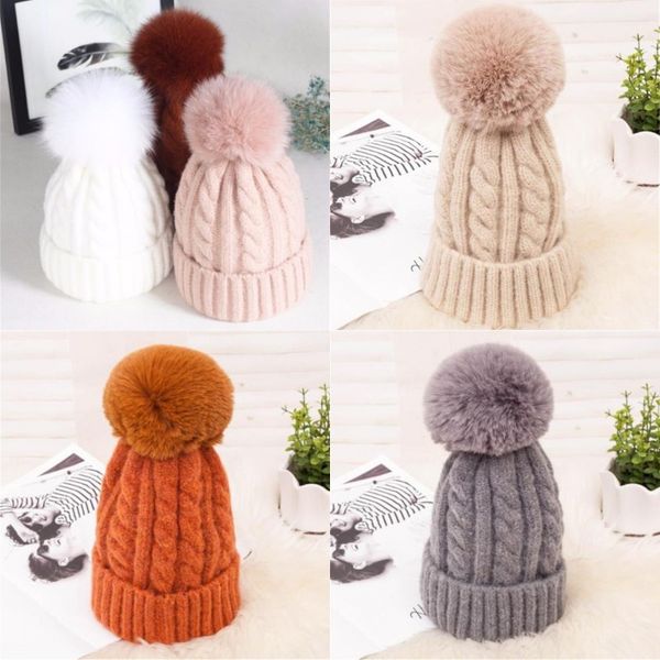 

beanie hat with removable cute ball outdoor winter knitted caps women girls elastic size 6 colors winter warm 101 p2