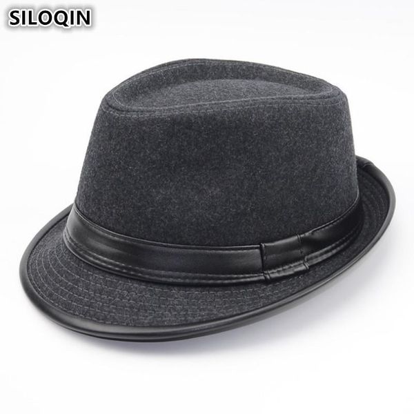 

siloqin middle aged men's wool warm fedoras hats british fashion style jazz hat for men 2020 new snapback dad's caps1, Blue;gray