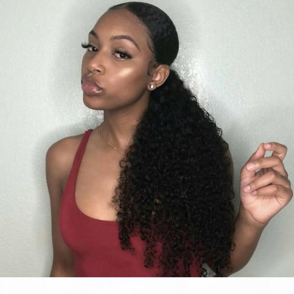 

ponytail extensions wrap real remy hair 18 inch 140g package colour natural black brazilian hair extensions kinky culry human hair extension