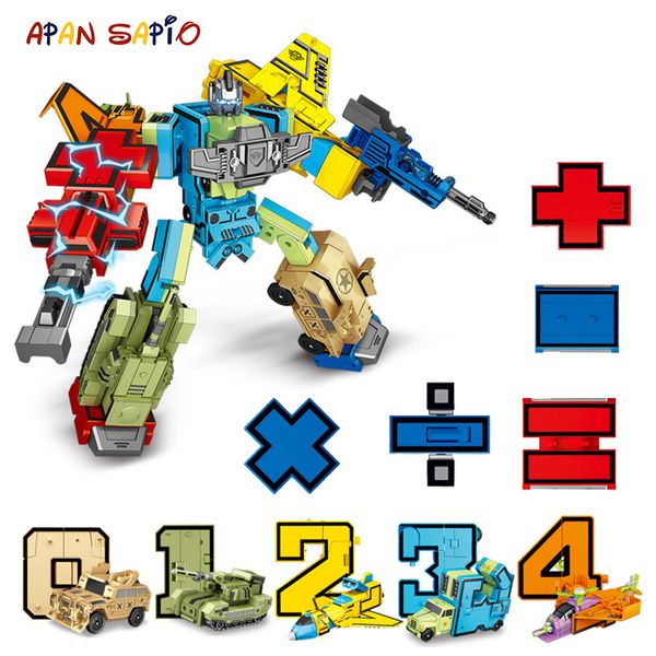 

10pcs transformation number robot toy building blocks deformation pocket morphers educational action figure toy for children 1008