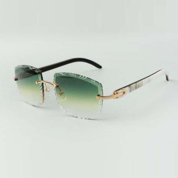 

designers sunglasses 3524023 cuts lens natural hybrid buffalo horn temples glasses, size: 58-18-140mm, White;black