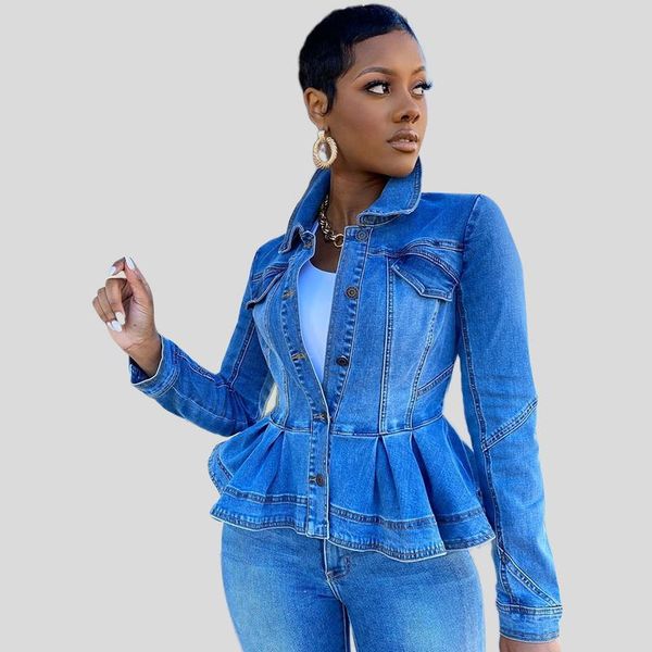 

women's denim jacket light blue 2021 solid casual female coat new fashion woman clothing jean jacket warm splicing full, Black;brown