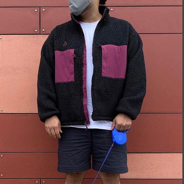 

brand collab fleece jacket casual oversized warm micro-fleece jackets sportswear men women outdoor hip hop streetwear mg200297, Black;brown