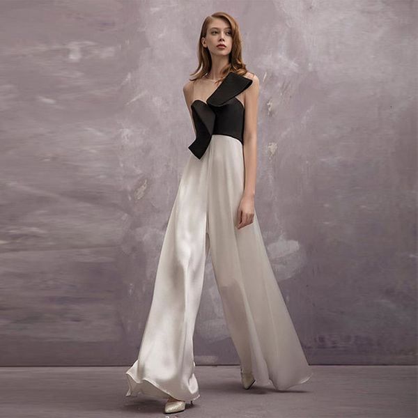 

xf summer track for women in the street fashion designer sewing black and white monkey pants wide legs n8xa