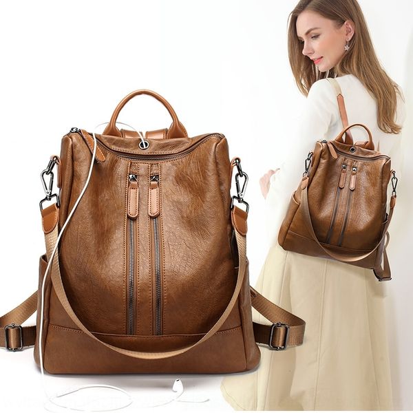 

zxbsm anti-theft backpack korean 2020 autumn and winter style women's versatile casual soft leather backpackmulti-functional backpack s