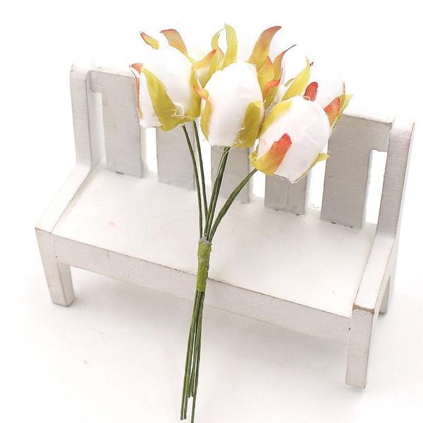 

6pcs/lot artificial flower silk rose tea buds bouquet for wedding home decoration diy craft gift wreath scrapbooking acc bbylwe