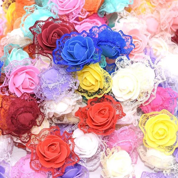 

50pcs 3.5cm lace foam rose flower heads for wedding decoration handmade artificial flower diy wreath gift scrapbooking crafts1