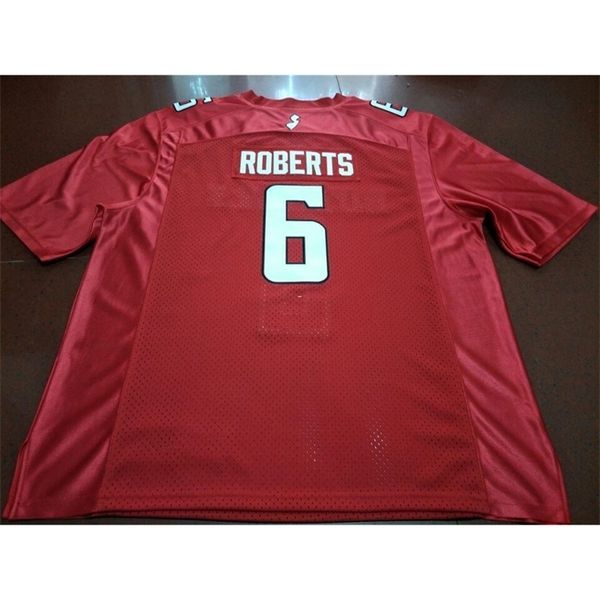 

2604 rutgers scarlet knight deonte roberts #6 real full embroidery college jersey size s-4xl or custom any name or number jersey, Black