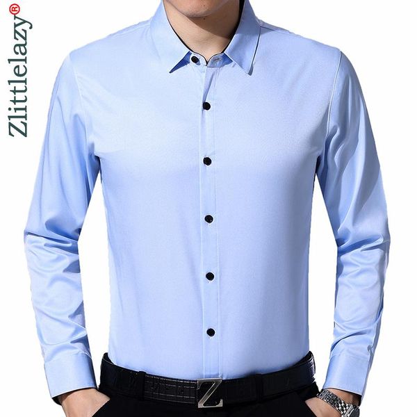 

2020 brand long sleeve men social shirt spring streetwear casual solid shirts dress mens slim regular fit clothes fashions 0105, White;black