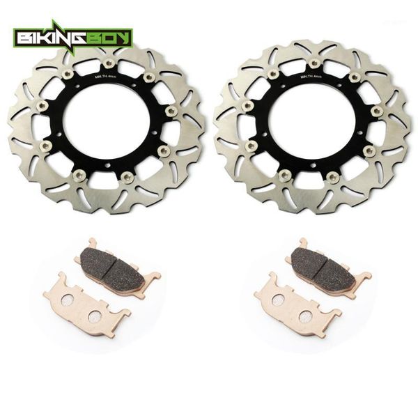 

motorcycle brakes bikingboy black / gold front brake discs disks rotors pads for fz6 fz 600 s 2 piston caliper 04 05 06 2004 2005 20061
