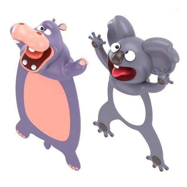 

3d stereo cartoon animal bookmarks cute koala hippo pvc creative book markers office school stationery for children gift1