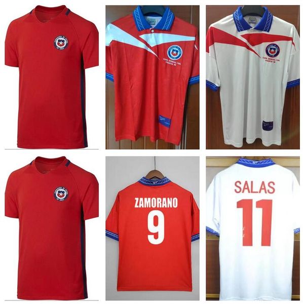 

2016 chile 1998 world cup retro soccer jerseys salas zamorano 16 17 98 vintage football shirts neira rozental acuna alexis valdivia vidal h., Black;yellow