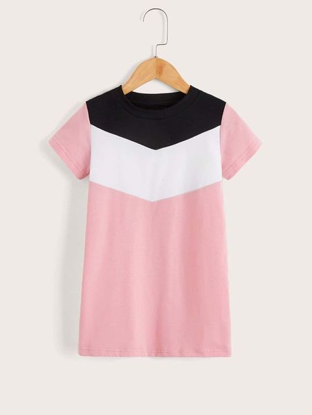 

toddler girls color block tee dress she, Red;yellow